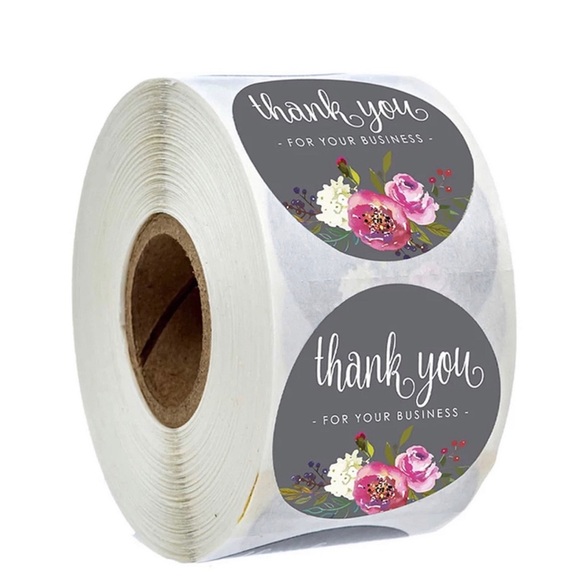Floral Thank You For Your Business 500 Stickers - Picture 2 of 7
